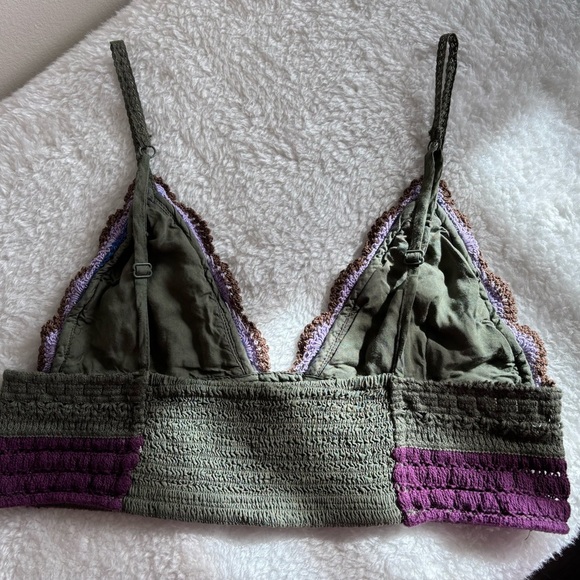 Free People Free Another Weekend Longline Bralette Green purple sz M - Picture 4 of 9